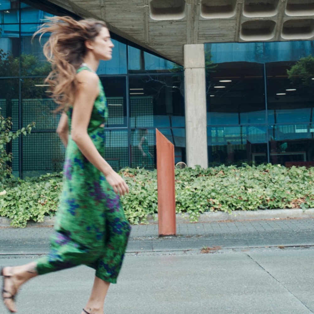 Zara Green and Purple Floral Midi Dress - Picture 10 of 12